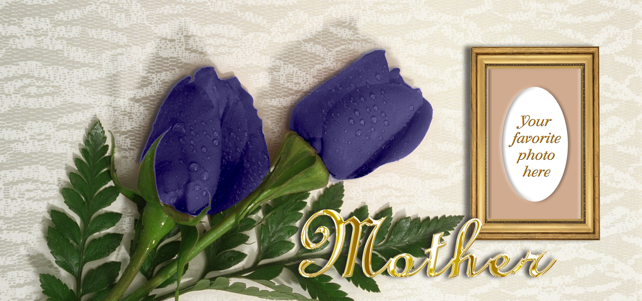 2 Roses Purple Gold Mother